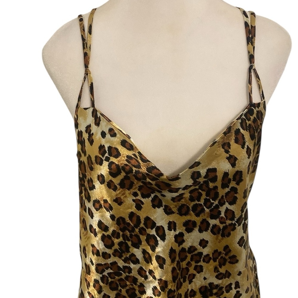 Alexandra Nicole Vintage Leopard Print Satin Slip Dress Teddy Lingerie - Picture 2 of 5